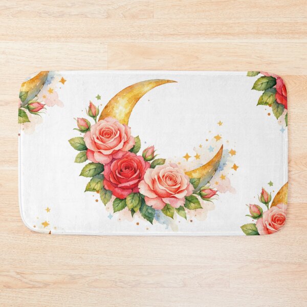 Item preview, Celestial Rose Crescent Moon Watercolor Art designed and sold by TessaraDesigns.