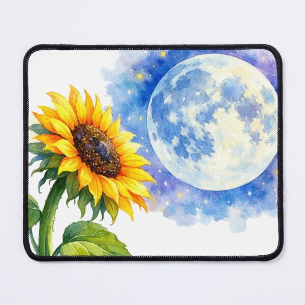Item preview, Sunflower and Full Moon Watercolor Art designed and sold by TessaraDesigns.