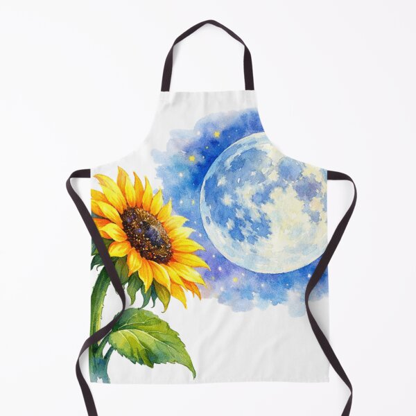 Item preview, Sunflower and Full Moon Watercolor Art designed and sold by TessaraDesigns.