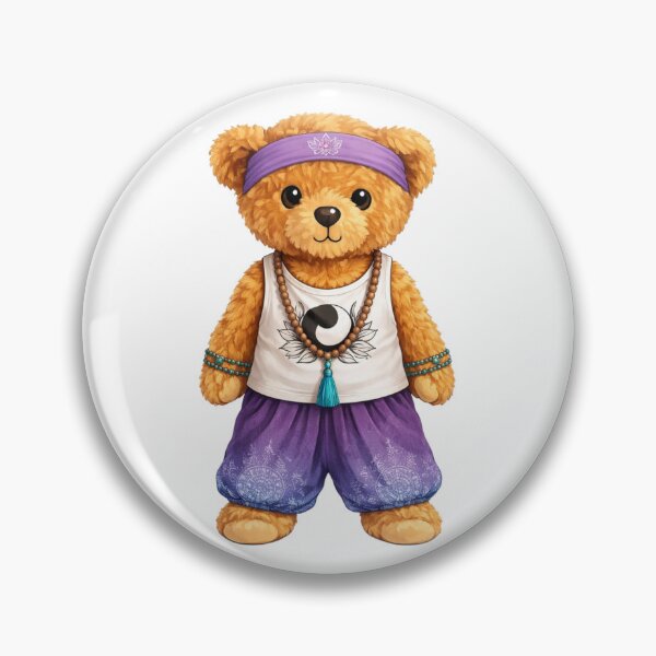 Item preview, Zen Yoga Teddy Bear in Purple Harem Pants and Yin Yang Tank Top designed and sold by CuteBear87.