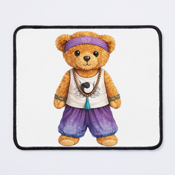 Item preview, Zen Yoga Teddy Bear in Purple Harem Pants and Yin Yang Tank Top designed and sold by CuteBear87.