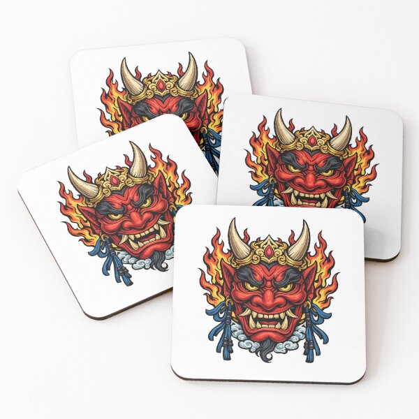 Item preview, Japanese Oni Demon Mask Samurai Folklore Yokai Mythology Hannya Style Japanese  designed and sold by The Junto Shop.