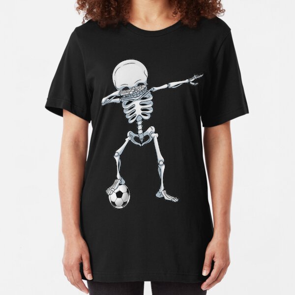 Dabbing Skeleton Soccer T Shirt Halloween Costume Skull Funny Scary Gifts Kids Boys Youth Men Slim Fit T-Shirt