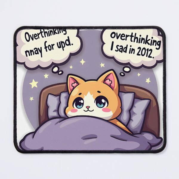 Item preview, Chibi Cat Sitting In Bed At 3am With Wide Eyes designed and sold by MY CREATIVE SHOP.