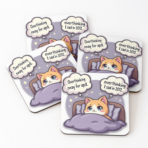 Item preview, Chibi Cat Sitting In Bed At 3am With Wide Eyes designed and sold by MY CREATIVE SHOP.