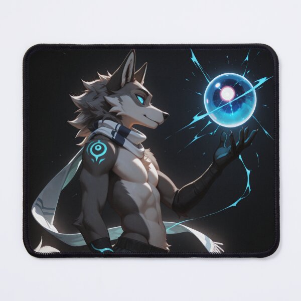 Item preview, Anthro Wolf Cyan Energy Orb | Furry Art Magic Glow Dark Aesthetic designed and sold by LexYote.