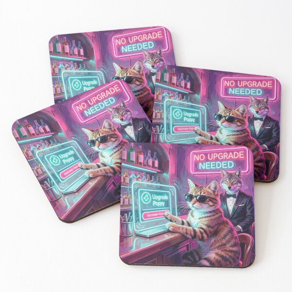 Item preview, Neon bar scene with a cat clicking away an upgrade – surreal humor in the FotoworldEdel style designed and sold by FotoworldEdel.