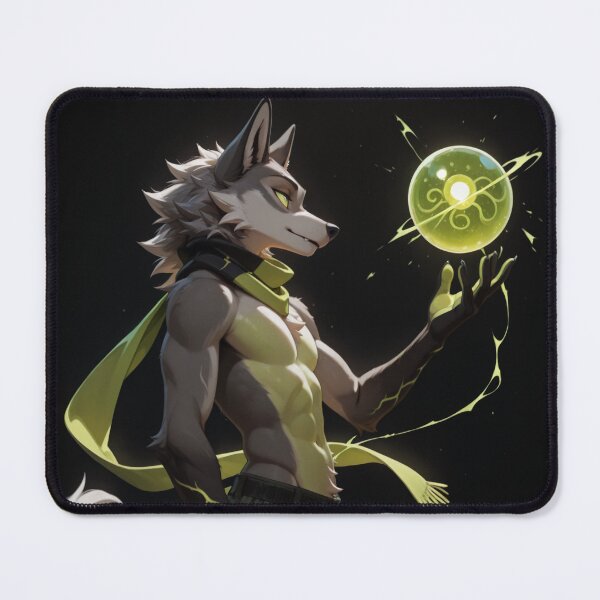 Item preview, Anthro Wolf Green Energy Orb | Furry Art Nature Magic Glow Art designed and sold by LexYote.