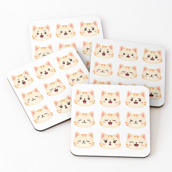 Item preview, Set Of 6 Kawaii Cat Faces Showing Different Emoti designed and sold by MY CREATIVE SHOP.