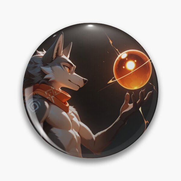 Item preview, Anthro Wolf Orange Energy Orb | Furry Art Fire Glow Warm Dark Art designed and sold by LexYote.