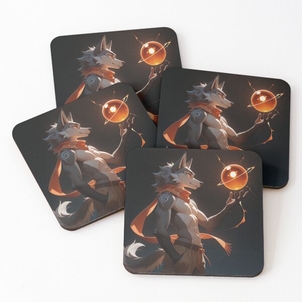 Item preview, Anthro Wolf Orange Energy Orb | Furry Art Fire Glow Warm Dark Art designed and sold by LexYote.