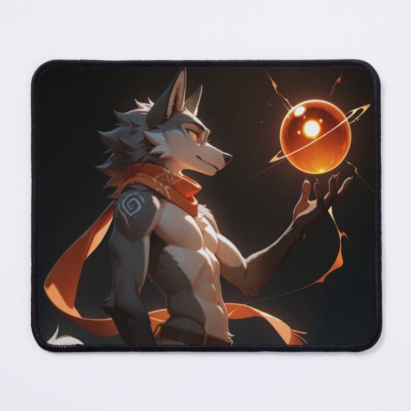 Item preview, Anthro Wolf Orange Energy Orb | Furry Art Fire Glow Warm Dark Art designed and sold by LexYote.