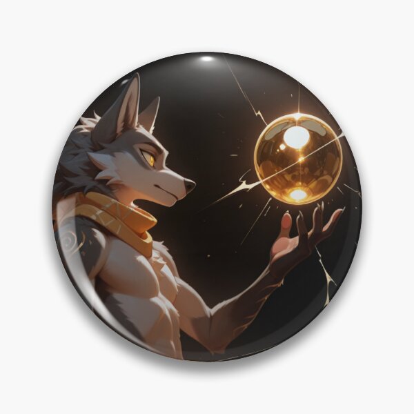 Item preview, Anthro Wolf Golden Energy Orb | Furry Art Radiant Glow Dark Art designed and sold by LexYote.