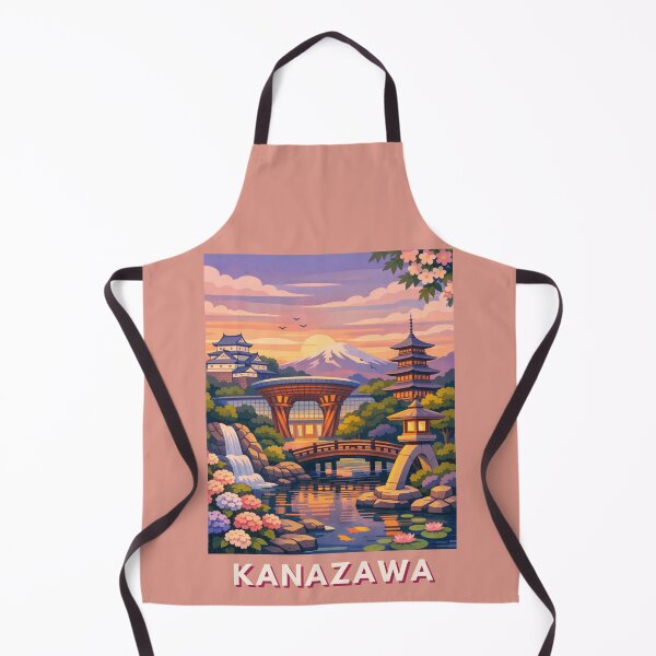 Item preview, Kanazawa Japan garden bridge sunset travel poster designed and sold by MatthewHeights.