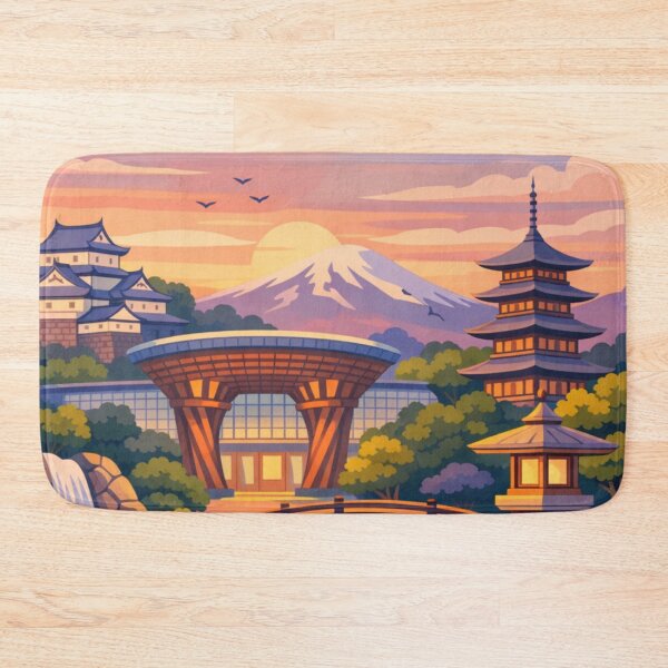 Item preview, Kanazawa Japan garden bridge sunset travel poster designed and sold by MatthewHeights.