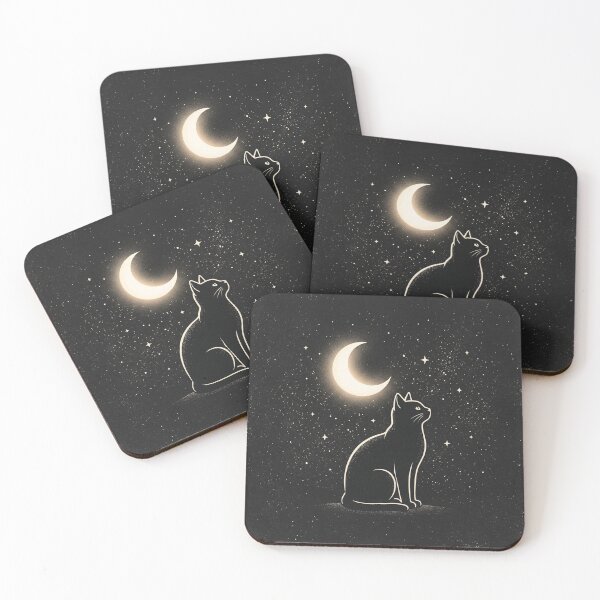 Item preview, Black Cat Moon Aesthetic – Celestial Night Sky Minimalist Cat Illustration designed and sold by Chic  Artistry.
