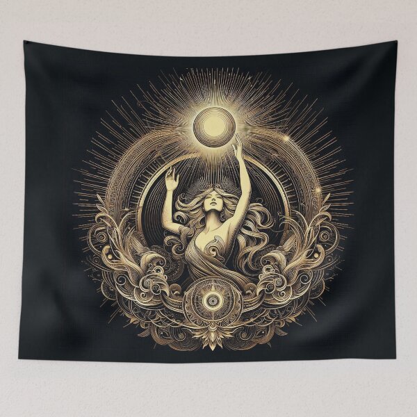 Item preview, She Holds the Sun – Divine Feminine Energy Illustration designed and sold by Roberta Calabrese.