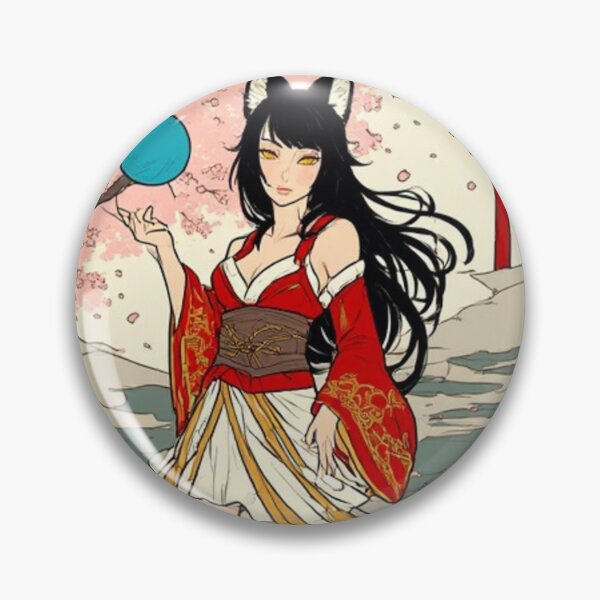 Artikelvorschau, Kitsune-Fuchsmädchen-Anime-Kunstdruck – Neunschwänziger Fuchsgeist mit Kirschblüte und Torii-Tor, Wandkunst aus der japanischen Mythologie entworfen und verkauft von ukiyo-beasts.