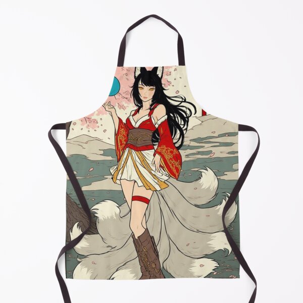 Artikelvorschau, Kitsune-Fuchsmädchen-Anime-Kunstdruck – Neunschwänziger Fuchsgeist mit Kirschblüte und Torii-Tor, Wandkunst aus der japanischen Mythologie entworfen und verkauft von ukiyo-beasts.