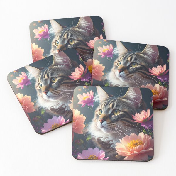 Item preview, Dreamy Tabby Cat in Pink Flower  designed and sold by BetweenForms.