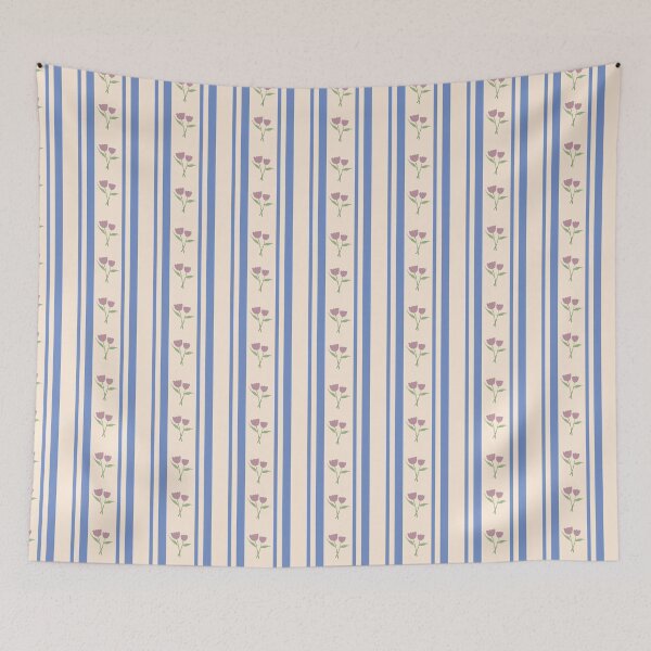 Item preview, Blue Floral Stripes Vintage Pink Cute  designed and sold by kristinedesigns.