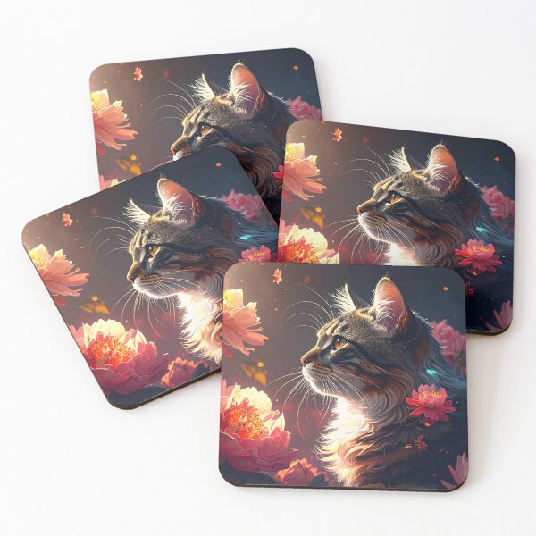 Item preview, Cat with Pink Peonies designed and sold by BetweenForms.