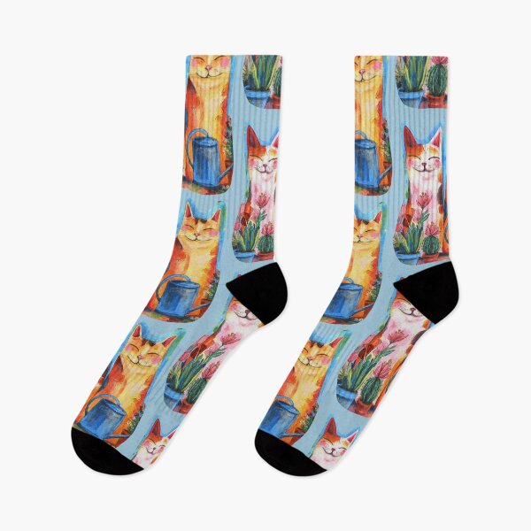 Item preview, Cute Cats Garden Illustration Happy Cat Art designed and sold by AlisaArtDecor.