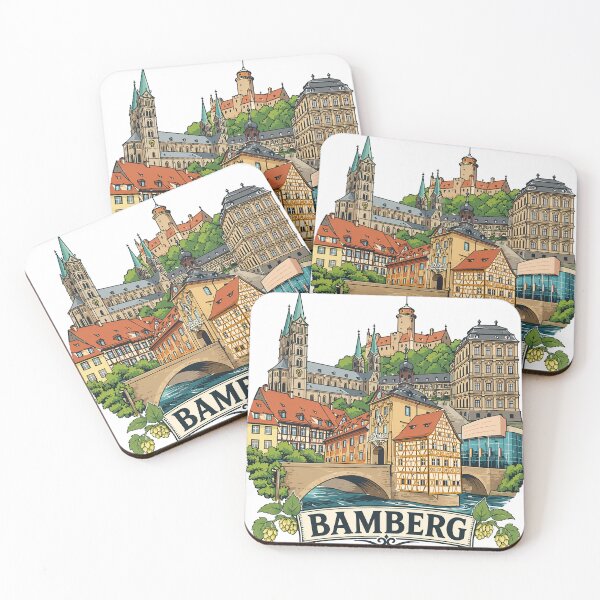 Item preview, Bamberg Motif 1 Old Town Illustration with Cathedral and Town Hall designed and sold by the-grey-one.