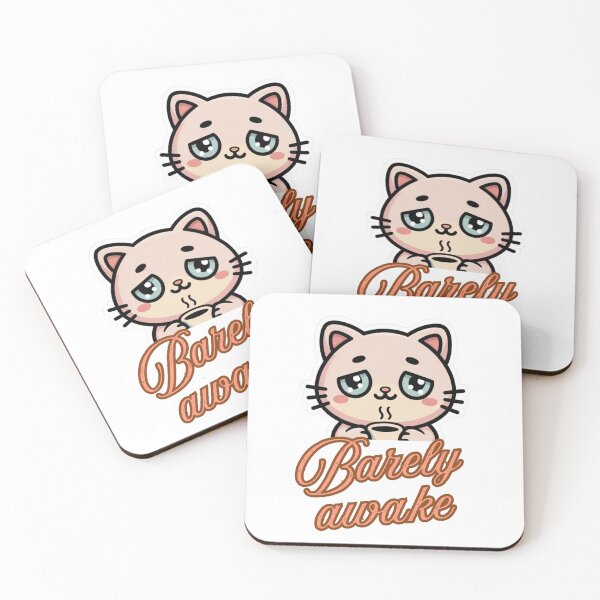 Item preview, Barely Awake  Cute Coffee Cat  Relatable Morning Mood Sticker designed and sold by sochadesigner.