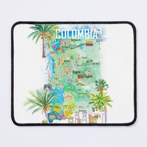 Item preview, Colombia Illustrated Travel Map With Tourist Attractions And Highlights designed and sold by artshop77.