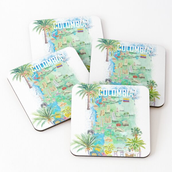 Item preview, Colombia Illustrated Travel Map With Tourist Attractions And Highlights designed and sold by artshop77.