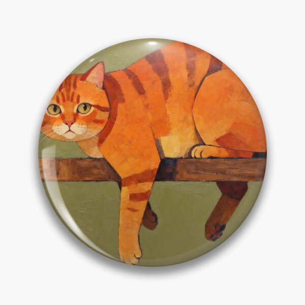 Item preview, Wise Ginger Cat Folk Art - Primitive Portrait designed and sold by PictorialWhimsy.