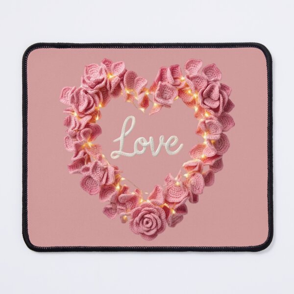 Item preview, Pink Crochet Rose Heart Love Art designed and sold by Rohan132.