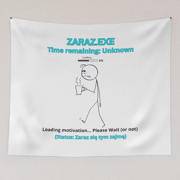 Item preview, White Zaraz EXE Loading Motivation - Funny Polinglish Procrastination Humor Gift designed and sold by VibePolinglish.