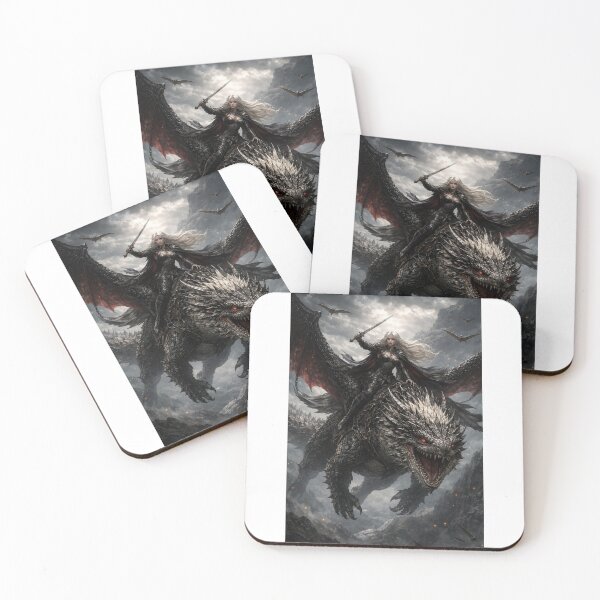 Item preview, Manon Blackbeak and Abraxos Dark Fantasy Dragon Rider – Warrior Witch and Wyvern Epic Art designed and sold by coryivycreation.