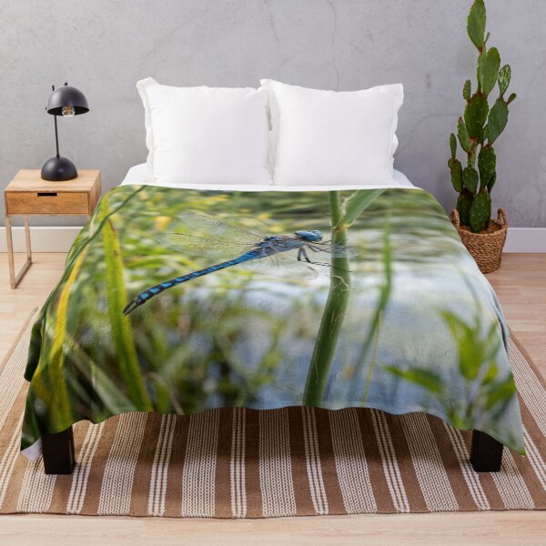 Item preview, Blue dragonfly landing on a reed. designed and sold by Malisa345.