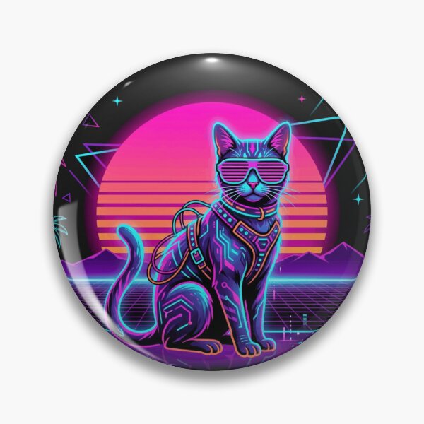 Item preview, Synthwave Cyberpunk Cat Retro 80s Neon Sunset Vaporwave Aesthetic designed and sold by Retro Mood Co.