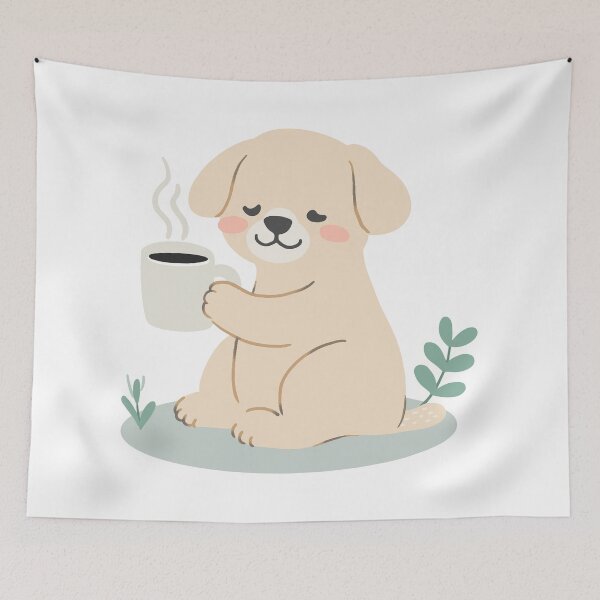 Item preview, Cute Dog Holding Coffee Aesthetic designed and sold by o101.