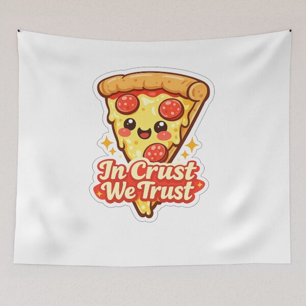 Item preview, In Crust We Trust Sticker — Kawaii Pizza Slice Funny Food Pun Pepperoni Cheese Lover Gift Cute Humor Decal designed and sold by CosyCush.
