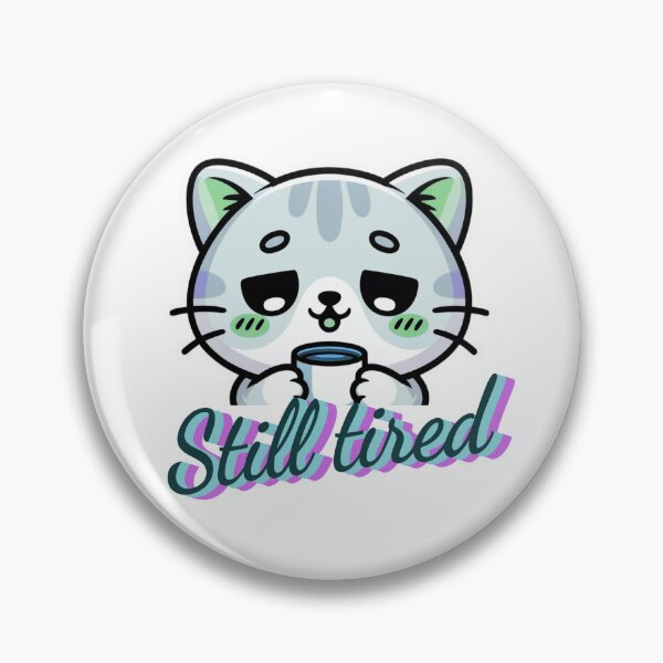 Item preview, Still Tired  Cute Sick Cat Holding Coffee Relatable Low Energy Mood Aesthetic Sticker designed and sold by sochadesigner.