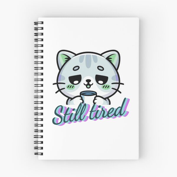 Item preview, Still Tired  Cute Sick Cat Holding Coffee Relatable Low Energy Mood Aesthetic Sticker designed and sold by sochadesigner.