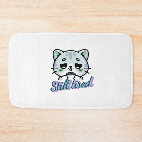 Item preview, Still Tired  Cute Sick Cat Holding Coffee Relatable Low Energy Mood Aesthetic Sticker designed and sold by sochadesigner.