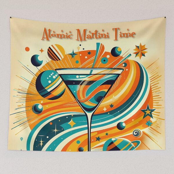 Item preview, Atomic Martini Time Cosmic Waves designed and sold by Lee Hiller Designs.