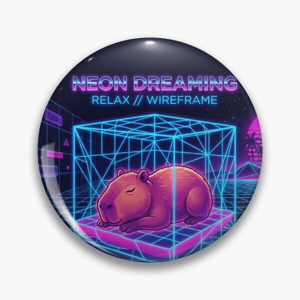 Item preview, Chill Capybara on Neon Grid 80s Synthwave Retrowave Aesthetic designed and sold by Retro Mood Co.