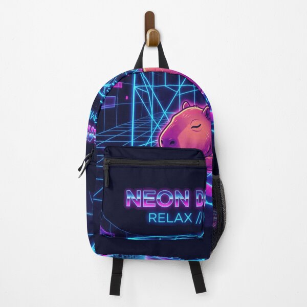 Item preview, Chill Capybara on Neon Grid 80s Synthwave Retrowave Aesthetic designed and sold by Retro Mood Co.