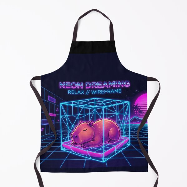Item preview, Chill Capybara on Neon Grid 80s Synthwave Retrowave Aesthetic designed and sold by Retro Mood Co.