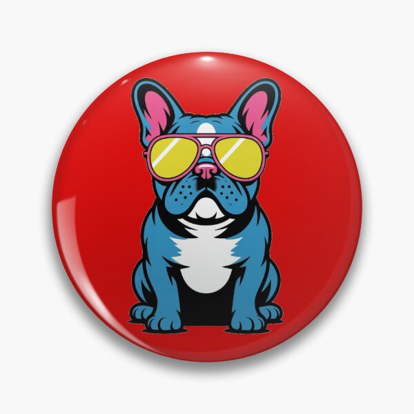 Item preview, Cool French Bulldog in Sunglasses Bright Neon Dog Sticker Design designed and sold by NatArtSA.