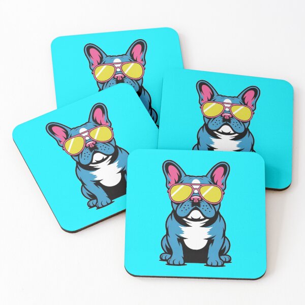 Item preview, Cool French Bulldog in Sunglasses Bright Neon Dog Sticker Design designed and sold by NatArtSA.