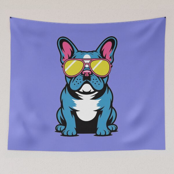 Item preview, Cool French Bulldog in Sunglasses Bright Neon Dog Sticker Design designed and sold by NatArtSA.