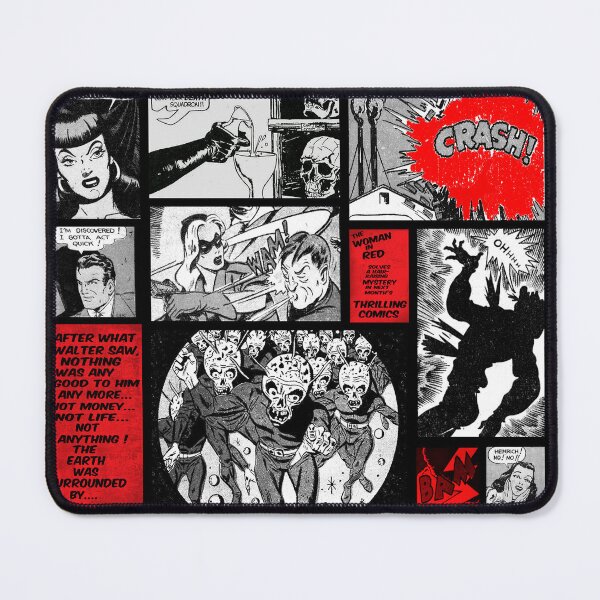 Item preview, Vintage Horror Comic Strip  Red and Black Collage - Retro Pulp Sci-Fi Art designed and sold by SpookyShadesLab.